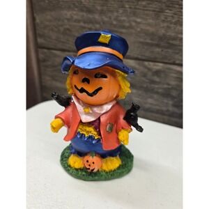 K's Collection Halloween Scarecrow Figurine Jack-O-Lantern Crow Resin Decor
